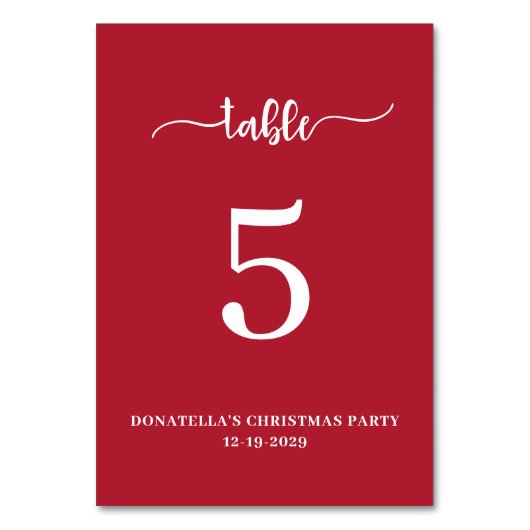 Christmas Party Table number Card テーブルナンバー (正面)