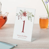 Christmas Party Table Numbers Elegant Greenery 台座サイン (インサイチュ)