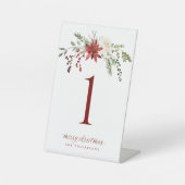 Christmas Party Table Numbers Elegant Greenery 台座サイン (正面)