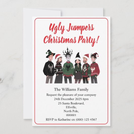 Christmas Party Ugly Jumper Xmas 招待状 (正面)