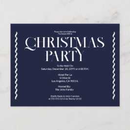 Christmas Party Vintage Elegant blue Invitation ポストカード