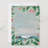 Christmas Party Watercolor Beach Coastal Holly 招待状 (裏面)