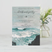 Christmas Party Watercolor Beach Coastal Summer 招待状 (スタンド正面)