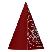Christmas Party White Ornaments Stars Red Elegant パーティーハット (裏面)