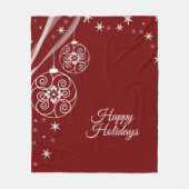 Christmas Party White Ornaments Stars Red Elegant フリースブランケット (正面)