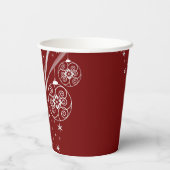 Christmas Party White Ornaments Stars Red Elegant 紙コップ (裏面)