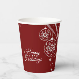 Christmas Party White Ornaments Stars Red Elegant 紙コップ