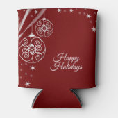 Christmas Party White Ornaments Stars Red Elegant 缶クーラー (正面)