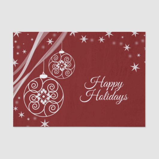 Christmas Party White Ornaments Stars Red Elegant 薄葉紙 (正面)
