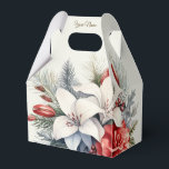 Christmas Party White Red Flowers Holidays Elegant フェイバーボックス<br><div class="desc">Christmas Party White Red Flowers Holidays Elegant Favor Boxes. Unique,  beautiful,  stylish design. Easy to be personalized. Font style,  size and colors can be changed. Matching items available.</div>