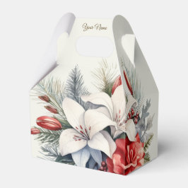 Christmas Party White Red Flowers Holidays Elegant フェイバーボックス