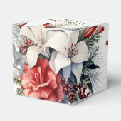 Christmas Party White Red Flowers Holidays Elegant フェイバーボックス (裏面サイド)