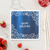 Christmas Party White Snowflakes Navy Blue スタンダードランチョンナプキン (インサイチュ)