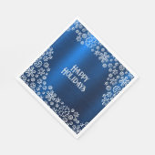 Christmas Party White Snowflakes Navy Blue スタンダードランチョンナプキン (角)