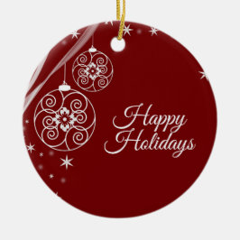 Christmas Party White Stars Red Elegant  セラミックオーナメント