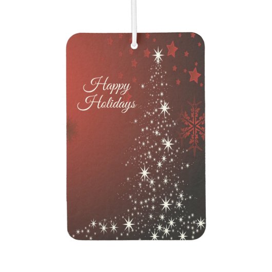 Christmas Party White Stars Tree Red Snowflakes カーエアーフレッシュナー (正面)