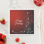 Christmas Party White Stars Tree Red Snowflakes スタンダードランチョンナプキン (インサイチュ)