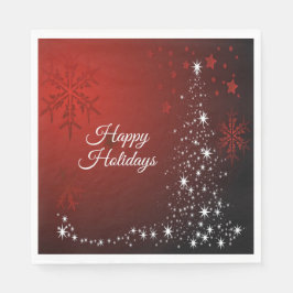 Christmas Party White Stars Tree Red Snowflakes スタンダードランチョンナプキン