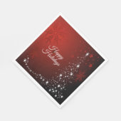 Christmas Party White Stars Tree Red Snowflakes スタンダードランチョンナプキン (角)