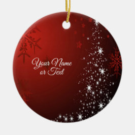 Christmas Party White Stars Tree Red Snowflakes セラミックオーナメント