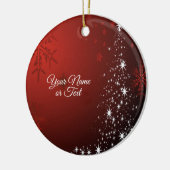 Christmas Party White Stars Tree Red Snowflakes セラミックオーナメント (左)