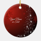 Christmas Party White Stars Tree Red Snowflakes セラミックオーナメント (裏面)