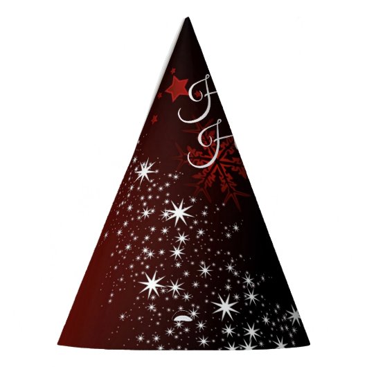 Christmas Party White Stars Tree Red Snowflakes パーティーハット (左)