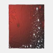 Christmas Party White Stars Tree Red Snowflakes フリースブランケット (正面)