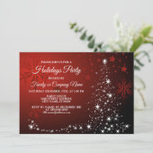Christmas Party White Stars Tree Red Snowflakes 招待状 (スタンド正面)