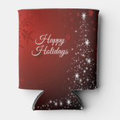Christmas Party White Stars Tree Red Snowflakes 缶クーラー (正面)