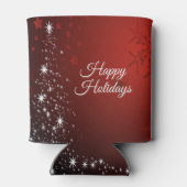 Christmas Party White Stars Tree Red Snowflakes 缶クーラー (裏面)