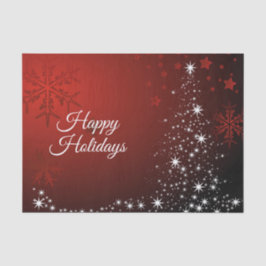 Christmas Party White Stars Tree Red Snowflakes 薄葉紙