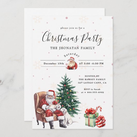 Christmas Party Winter Botanical 招待状 (正面/裏面)