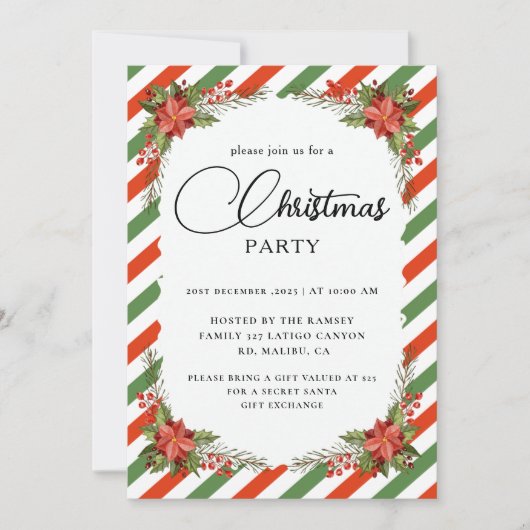 Christmas Party Winter Botanical 招待状 (正面)