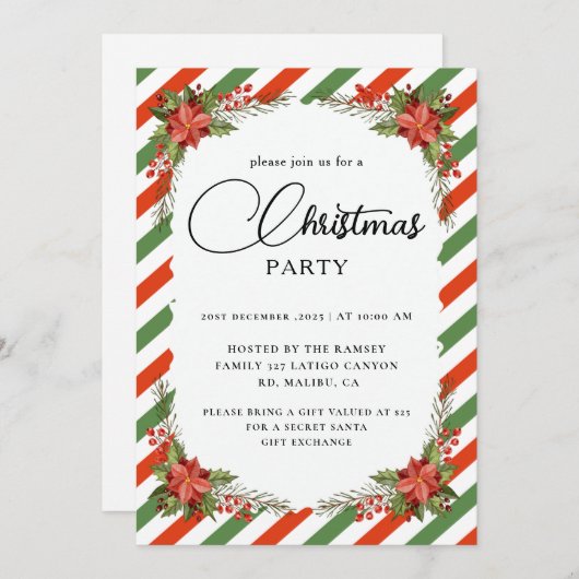 Christmas Party Winter Botanical 招待状 (正面/裏面)