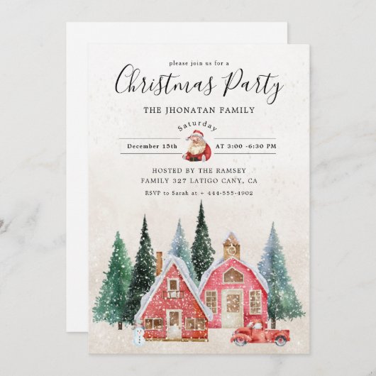 Christmas Party Winter Botanical 招待状 (正面/裏面)