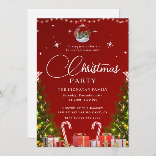 Christmas Party Winter Botanical 招待状 (正面/裏面)