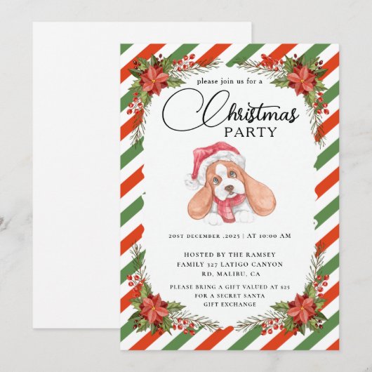 Christmas Party Winter Botanical 招待状 (正面/裏面)