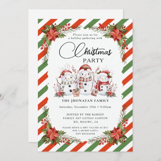 Christmas Party Winter Botanical 招待状 (正面/裏面)