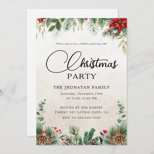 Christmas Party Winter Botanical 招待状 (正面/裏面)