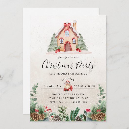 Christmas Party Winter Botanical 招待状 (正面/裏面)