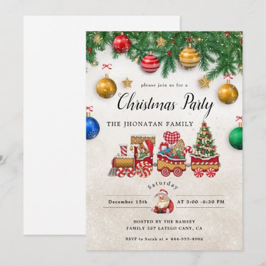 Christmas Party Winter Botanical Invitation 招待状 (正面/裏面)