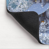 Christmas Party Winter White Snowman Blue マウスパッド (コーナー)