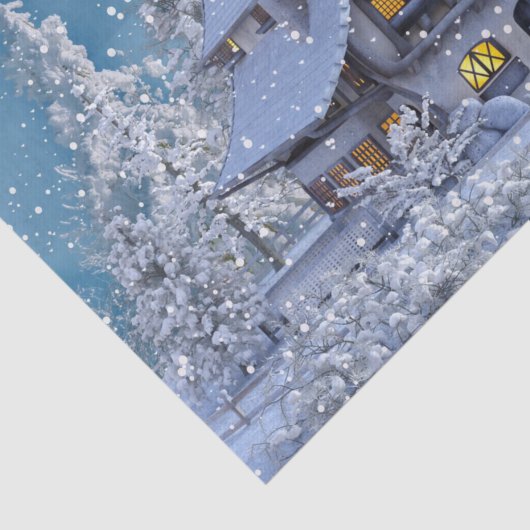 Christmas Party Winter White Snowman Blue Rustic 薄葉紙 (詳細)