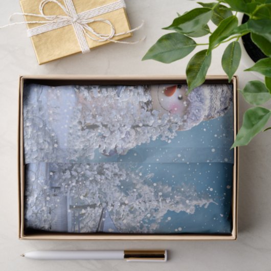 Christmas Party Winter White Snowman Blue Rustic 薄葉紙 (ギフト)