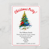 Christmas Party Xmas Tree Oil Painting 招待状 (正面/裏面)