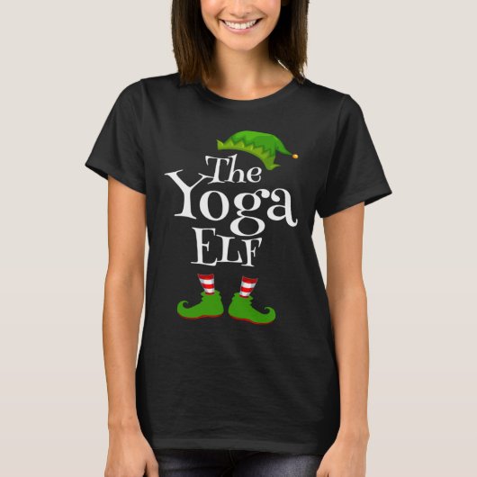Christmas Party Yoga Elf Graphic Tシャツ (正面)