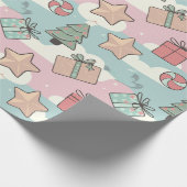 Christmas pastel gift stars and candy ラッピングペーパー (角)