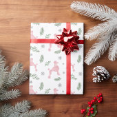 Christmas Pastel Pink Poodle Gift Wrapping Paper ラッピングペーパー