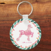 Christmas pastel pink poodle keychain Custom Photo キーホルダー (正面)